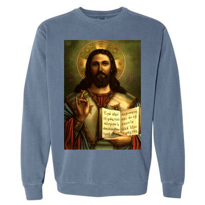 Jesus Christ Religious Photo Garment-Dyed Sweatshirt