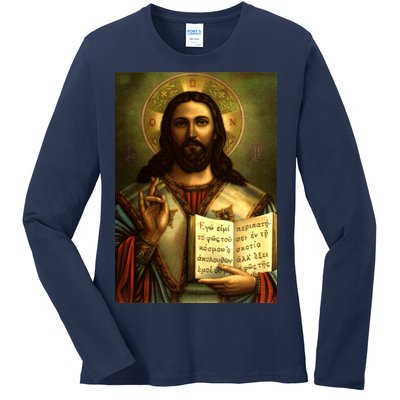 Jesus Christ Religious Photo Ladies Long Sleeve Shirt