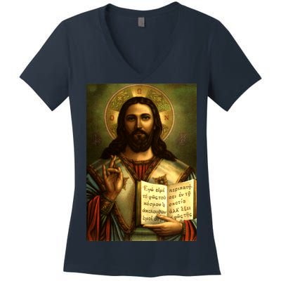 Jesus Christ Religious Photo Women's V-Neck T-Shirt