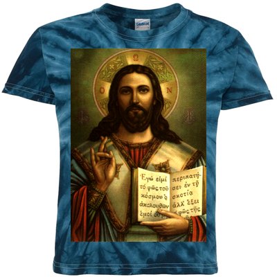 Jesus Christ Religious Photo Kids Tie-Dye T-Shirt