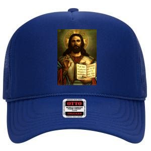 Jesus Christ Religious Photo High Crown Mesh Back Trucker Hat