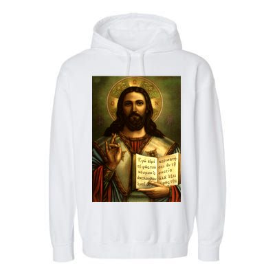 Jesus Christ Religious Photo Garment-Dyed Fleece Hoodie