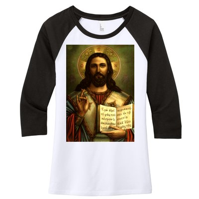 Jesus Christ Religious Photo Women's Tri-Blend 3/4-Sleeve Raglan Shirt