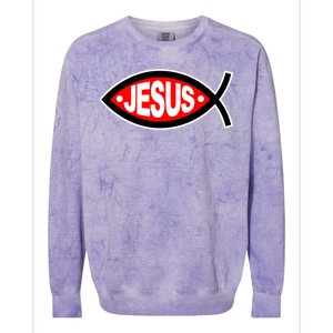 Jesus Christian Fish Symbol Colorblast Crewneck Sweatshirt