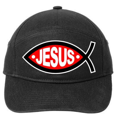 Jesus Christian Fish Symbol 7-Panel Snapback Hat