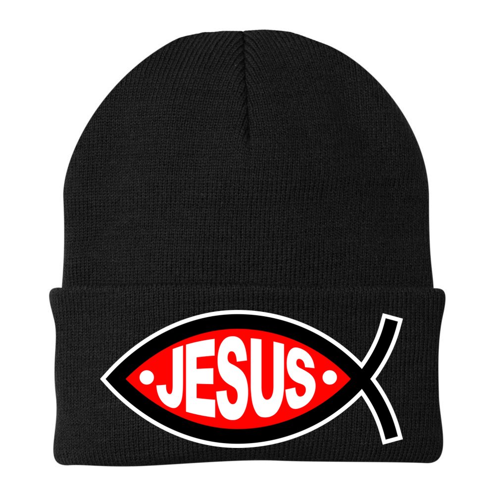 Jesus Christian Fish Symbol Beanie