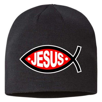 Jesus Christian Fish Symbol Sustainable Beanie