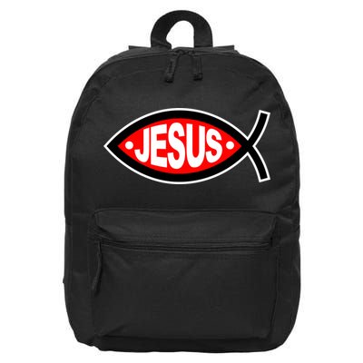 Jesus Christian Fish Symbol 16 in Basic Backpack