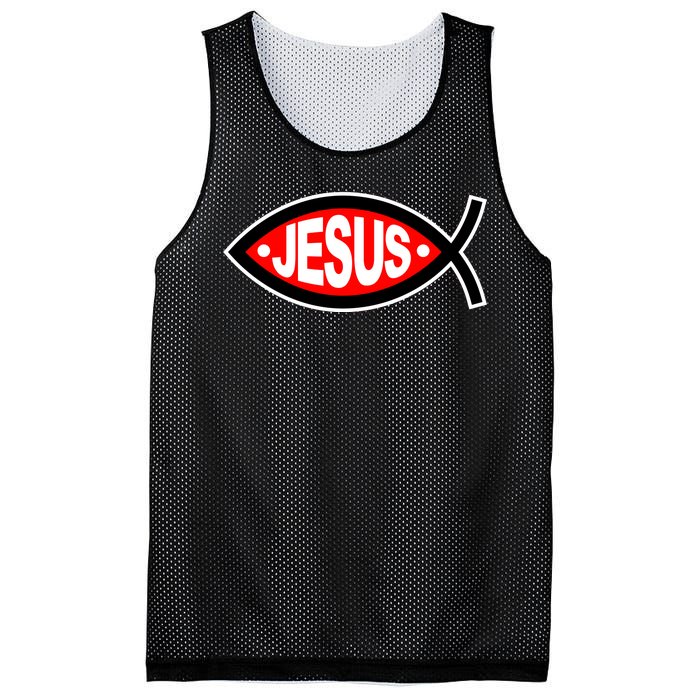 Jesus Christian Fish Symbol Mesh Reversible Basketball Jersey Tank