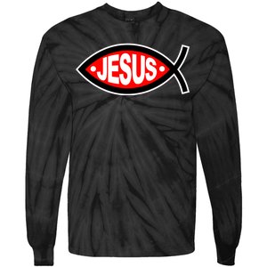 Jesus Christian Fish Symbol Tie-Dye Long Sleeve Shirt