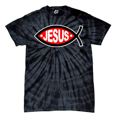 Jesus Christian Fish Symbol Tie-Dye T-Shirt