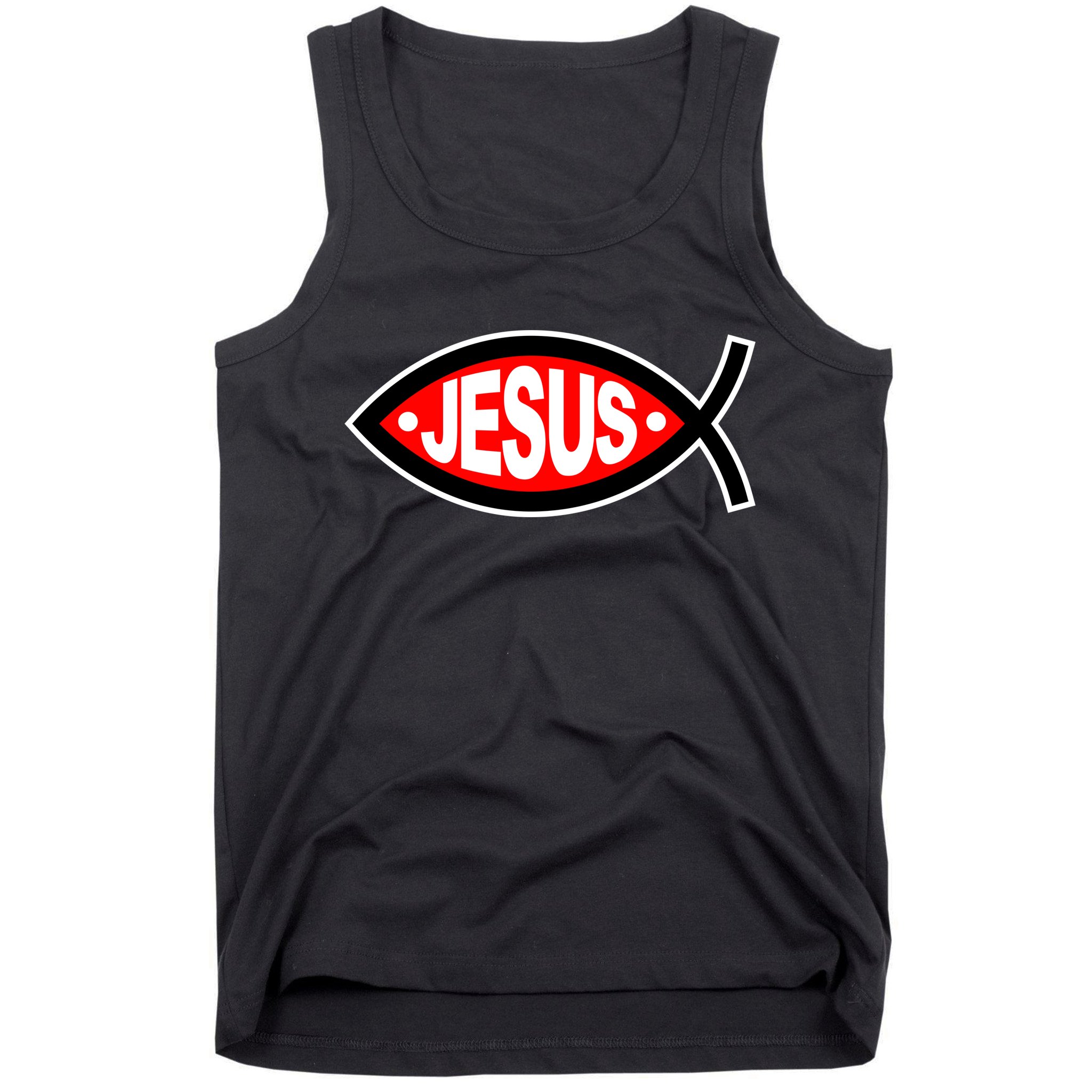 Jesus Christian Fish Symbol Tank Top