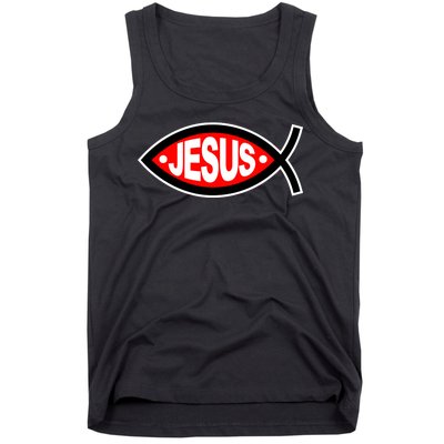 Jesus Christian Fish Symbol Tank Top