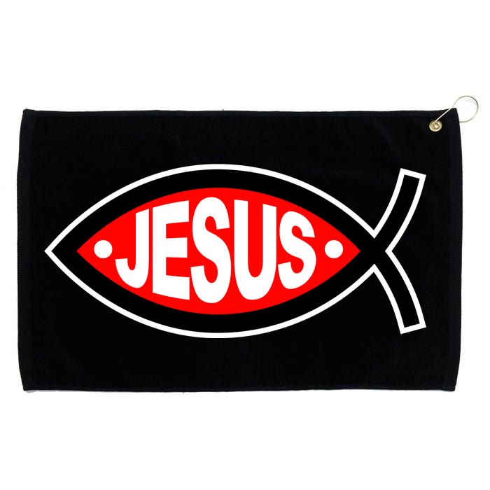 Jesus Christian Fish Symbol Grommeted Golf Towel