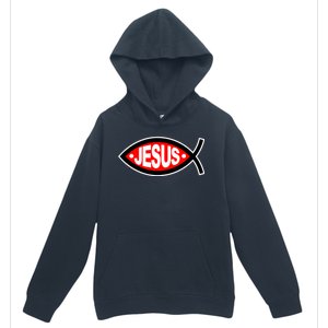 Jesus Christian Fish Symbol Urban Pullover Hoodie