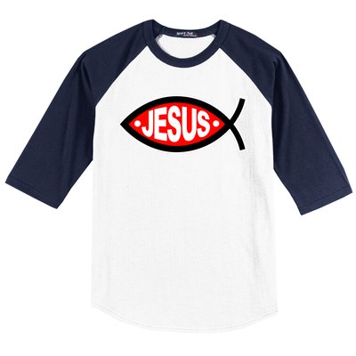 Jesus Christian Fish Symbol Baseball Sleeve Shirt