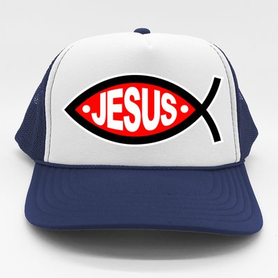 Jesus Christian Fish Symbol Trucker Hat