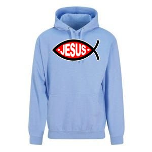 Jesus Christian Fish Symbol Unisex Surf Hoodie