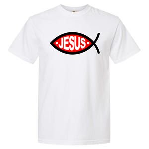 Jesus Christian Fish Symbol Garment-Dyed Heavyweight T-Shirt