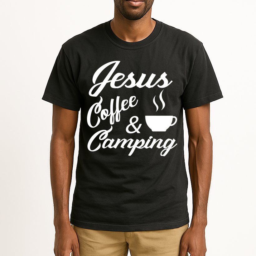 Jesus Coffee And Camping Tall T-Shirt
