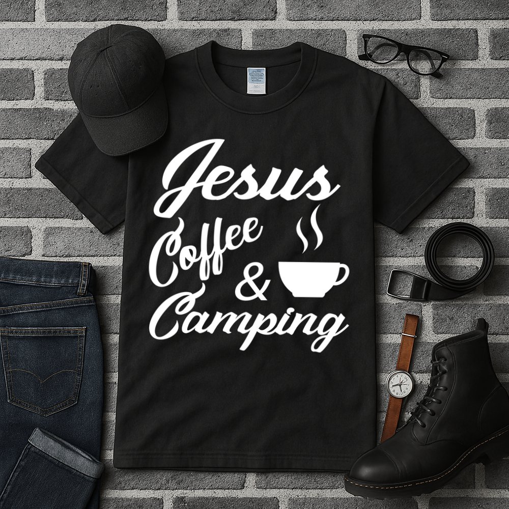 Jesus Coffee And Camping Tall T-Shirt