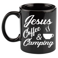 Jesus Coffee And Camping 11oz C Handle Ceramic Mug
