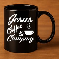 Jesus Coffee And Camping 11oz C Handle Ceramic Mug