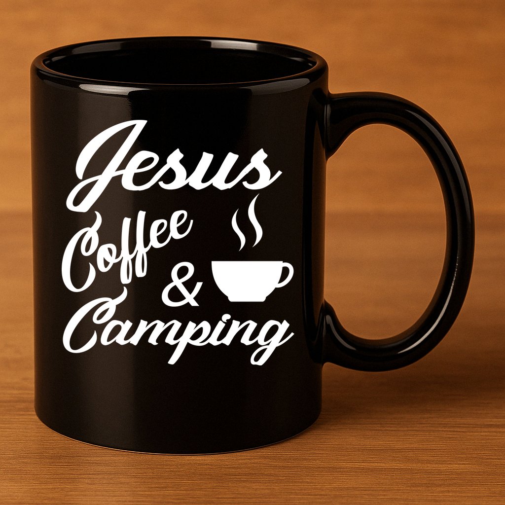 Jesus Coffee And Camping 11oz C Handle Ceramic Mug