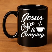 Jesus Coffee And Camping 11oz C Handle Ceramic Mug