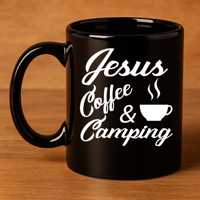Jesus Coffee And Camping 11oz C Handle Ceramic Mug