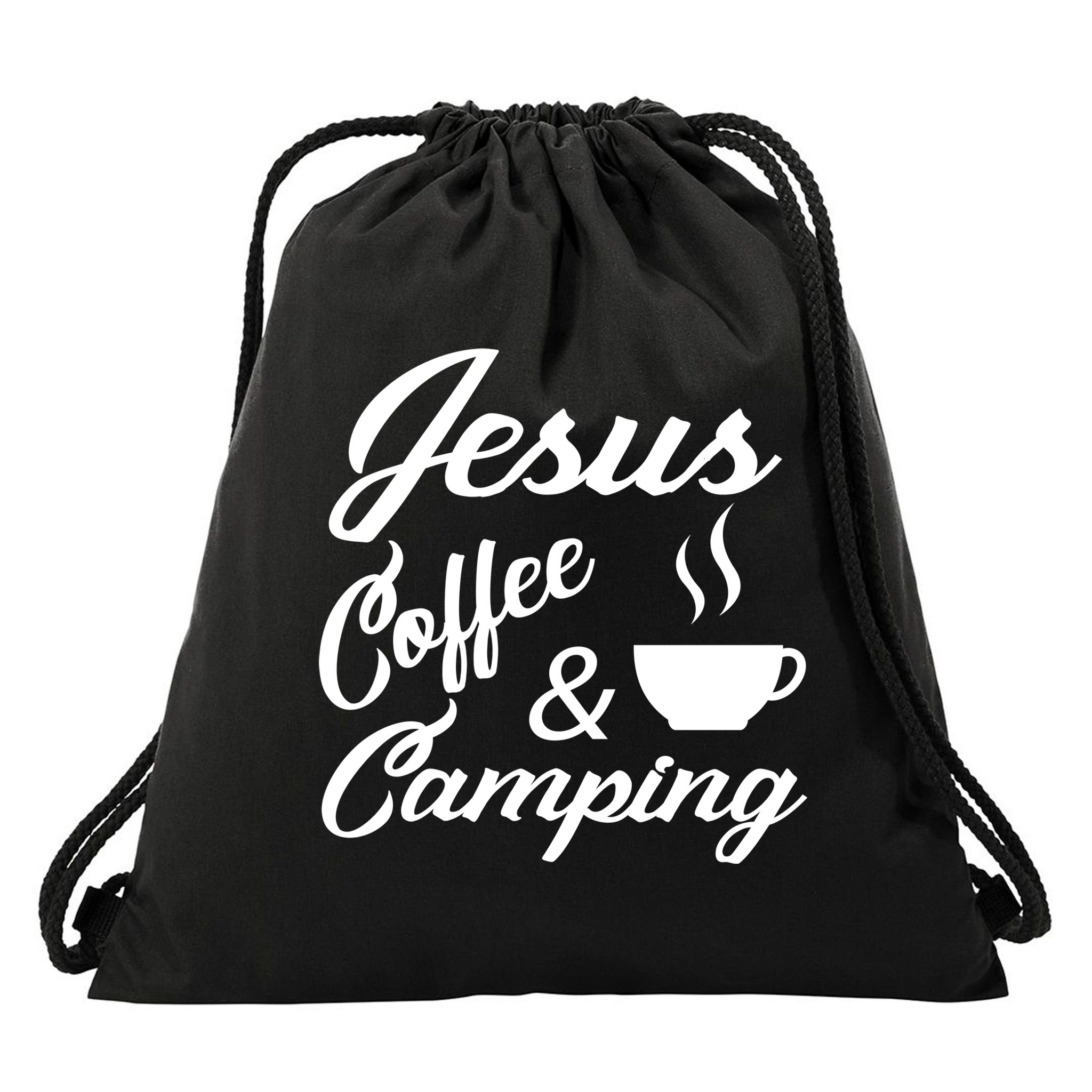 Jesus Coffee And Camping Drawstring Bag