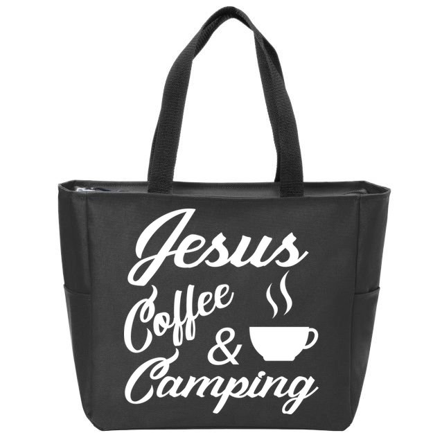 Jesus Coffee And Camping Zip Tote Bag