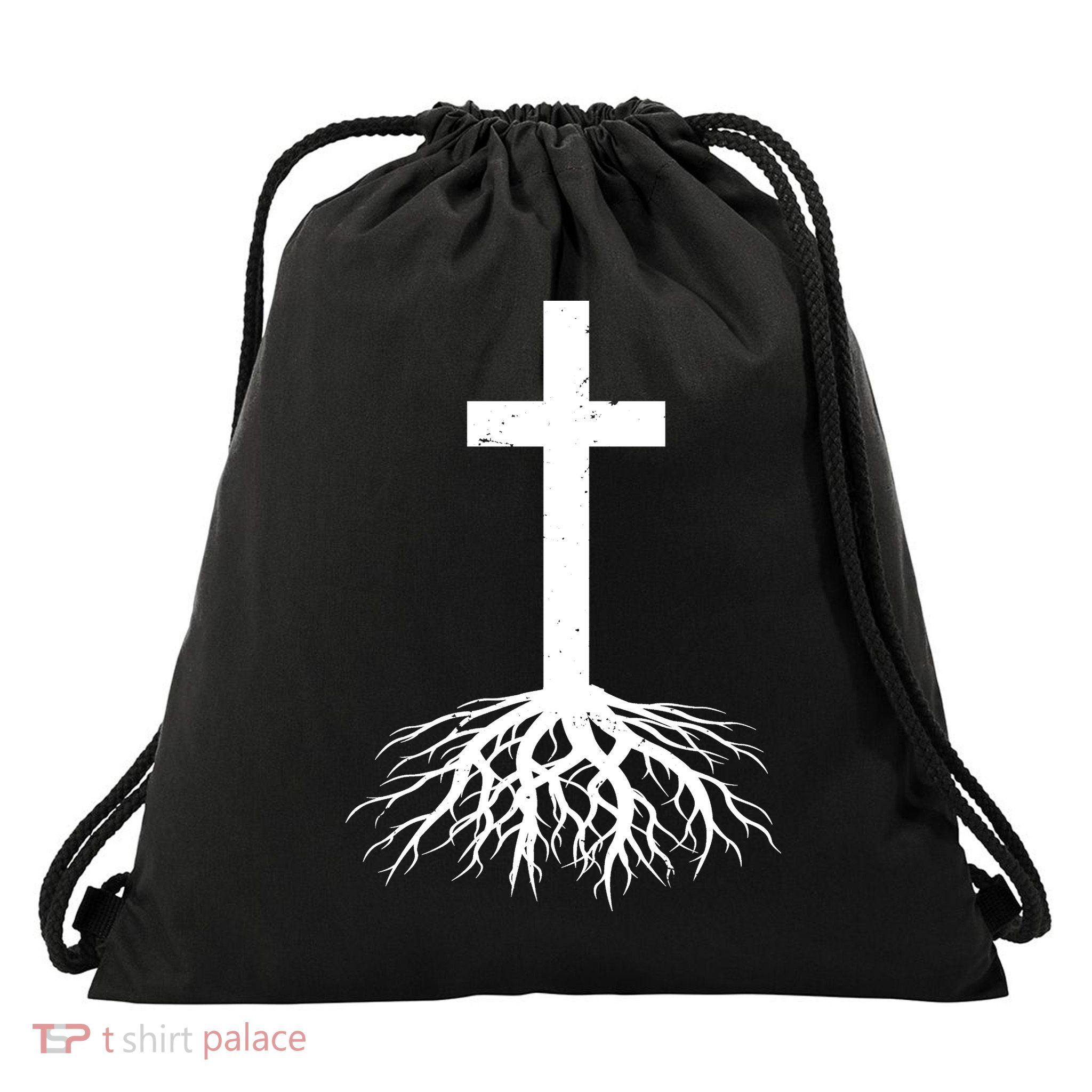 Jesus Cross Root Drawstring Bag