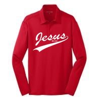 Jesus Est Silk Touch Performance Long Sleeve Polo