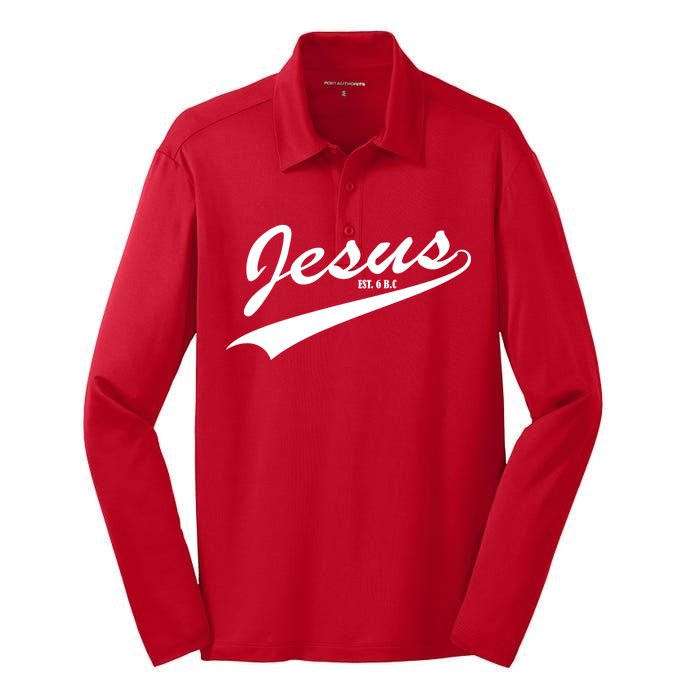 Jesus Est Silk Touch Performance Long Sleeve Polo