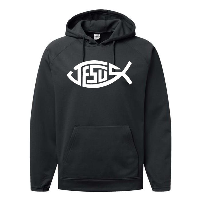 Jesus Fish Logo Performance Fleece Hoodie