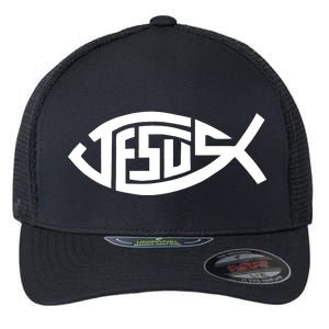 Jesus Fish Logo Flexfit Unipanel Trucker Cap