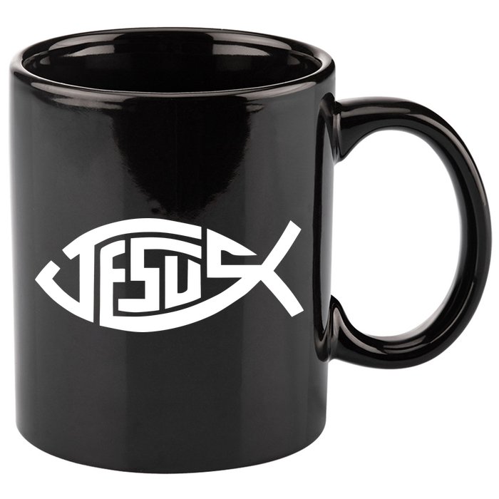 Jesus Fish Logo 11oz C Handle Ceramic Mug