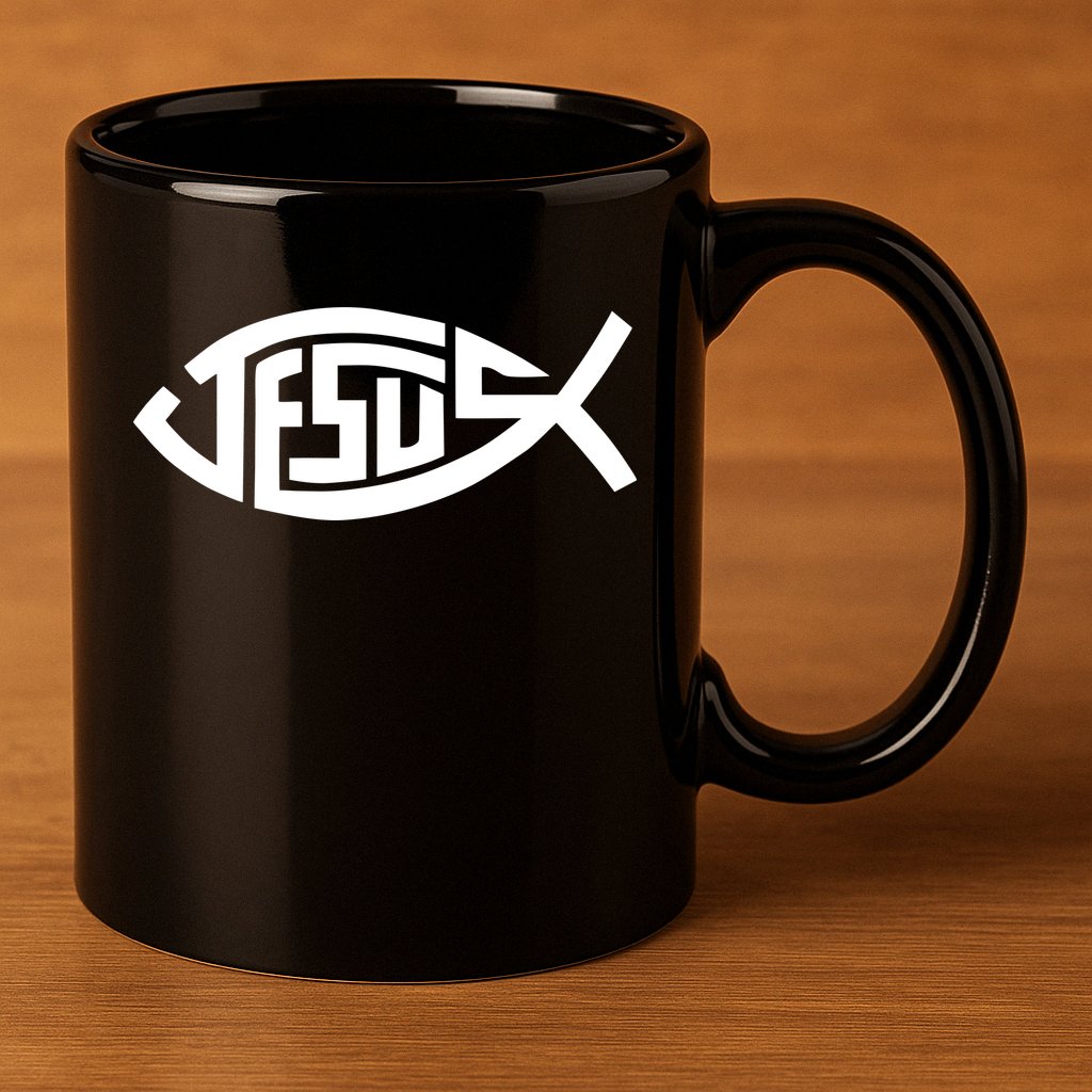 Jesus Fish Logo 11oz C Handle Ceramic Mug