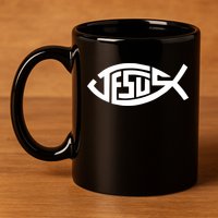 Jesus Fish Logo 11oz C Handle Ceramic Mug
