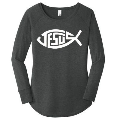 Jesus Fish Logo Women's Perfect Tri Tunic Long Sleeve Shirt