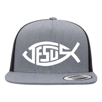 Jesus Fish Logo Flat Bill Trucker Hat