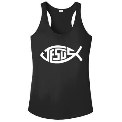 Jesus Fish Logo Ladies PosiCharge Competitor Racerback Tank