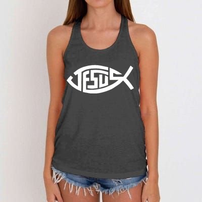 Jesus Fish Logo Women's Knotted Racerback Tank