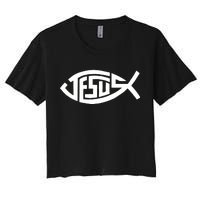 Jesus Fish Logo Women's Crop Top Tee