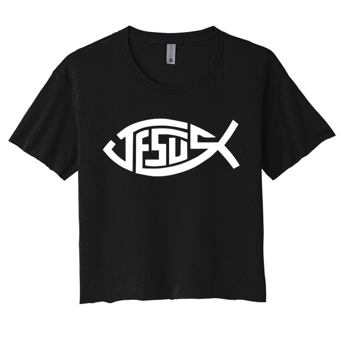 Jesus Fish Logo Women's Crop Top Tee