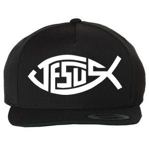 Jesus Fish Logo Wool Snapback Cap