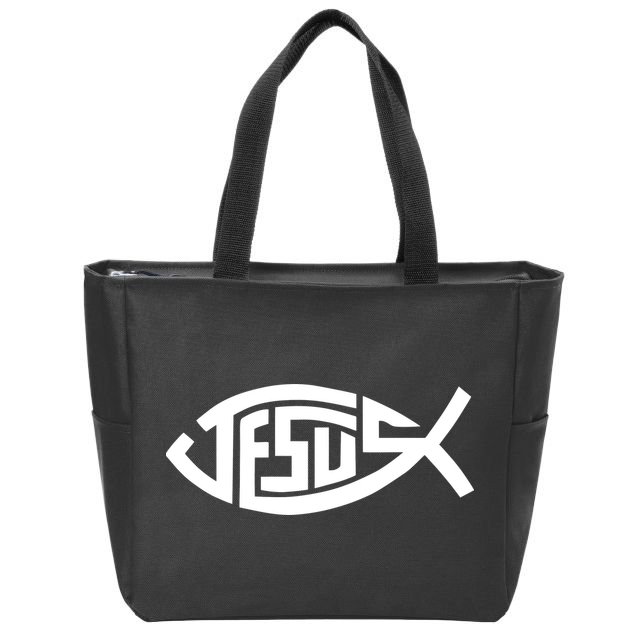 Jesus Fish Logo Zip Tote Bag