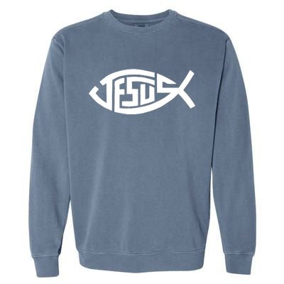 Jesus Fish Logo Garment-Dyed Sweatshirt