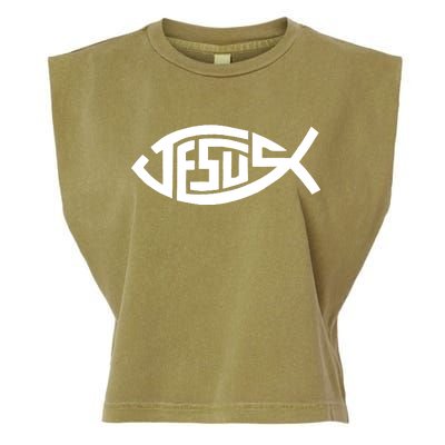 Jesus Fish Logo Garment-Dyed Women's Muscle Tee